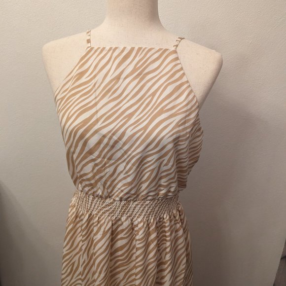 Zebra Stripe Square Neck Midi Flare Dress - Picture 5 of 10